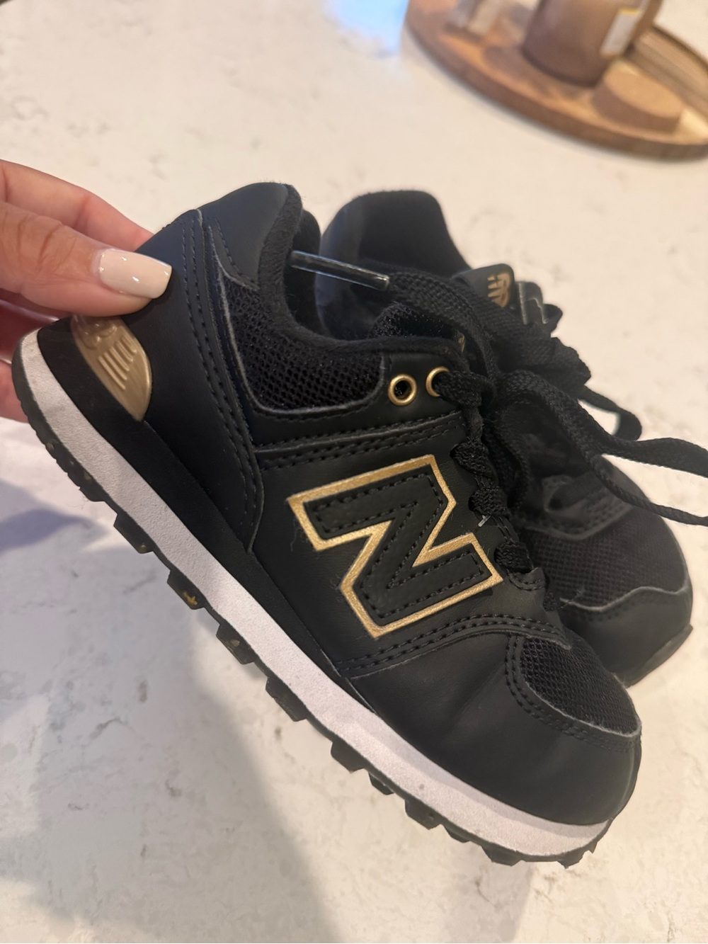 New Balance Kids' Black and Gold Casual Sneakers